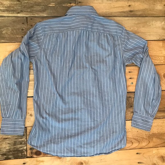 J Crew Blue Pinstriped Long sleeve Dress shirt - Picture 6 of 7